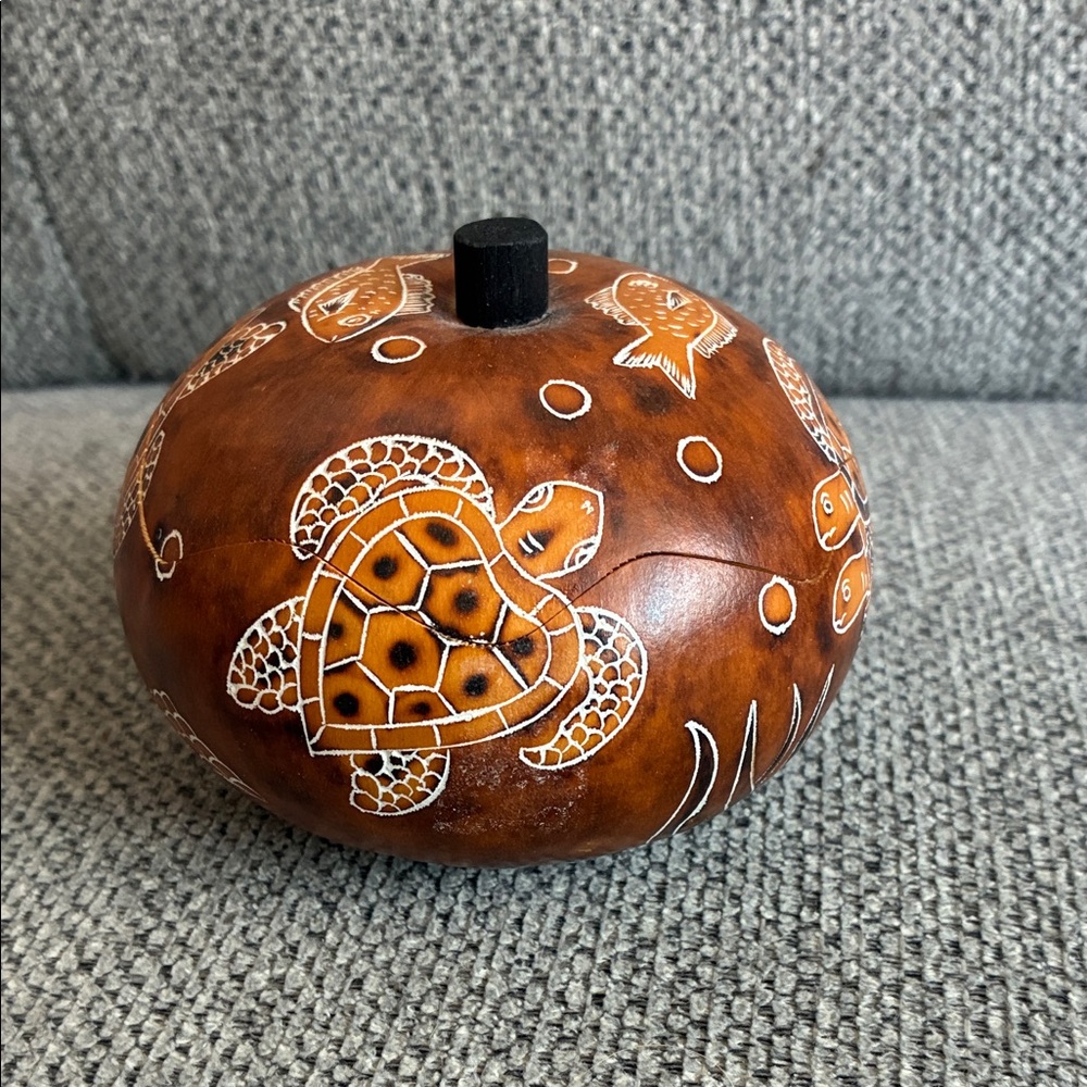 Handcrafted Brown Turtle Gourd Decor